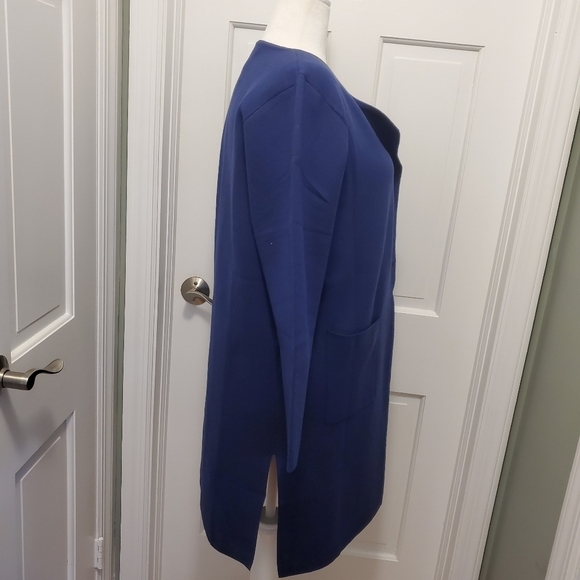 NWT Merokeety Navy Blue Open Front Midi Length Cardigan Size Large, Classic - Picture 4 of 9